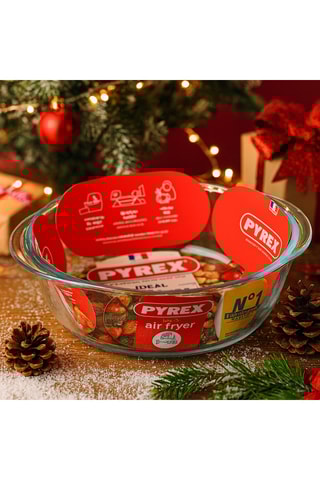 Fuente redonda de vidrio de borosilicato Pyrex® para air fryer - 20 x 18 cm