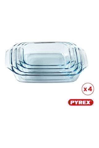 4 fuentes para horno rectangulares de vidrio de borosilicato