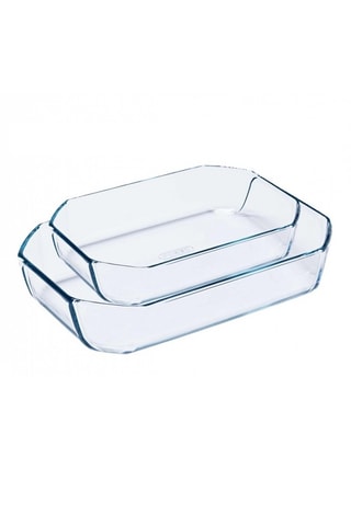 2 fuentes de vidrio de borosilicato - 30 x 20 y 33 x 22 cm