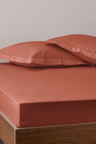 Lençol-capa de algodão percal 80 fios/cm² Julian - Terracota