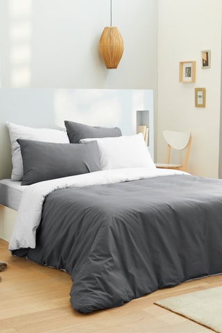 Conjunto de edredão em algodão 57 fios/cm² - Antracite e branco