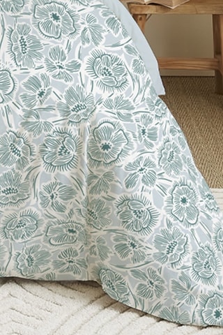 Conjunto de edredão reversível em algodão 57 fios/cm² - Azul e branco