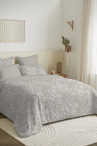 Conjunto de edredão reversível em algodão 57 fios/cm² - Bege