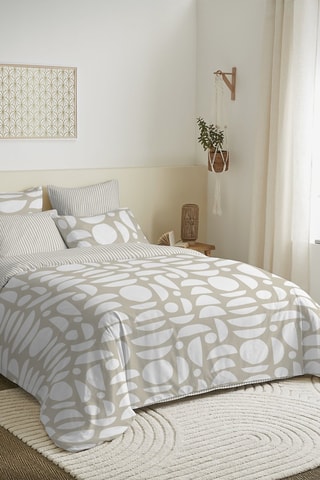 Conjunto de edredão reversível em algodão 57 fios/cm² - Bege