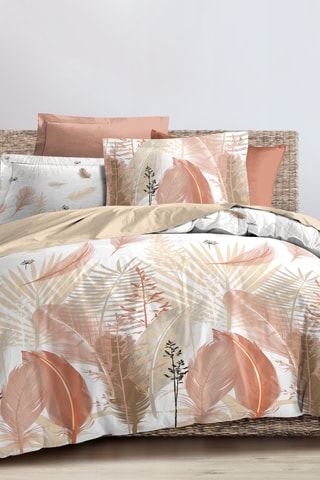 Conjunto de edredão Plume - Coral e branco