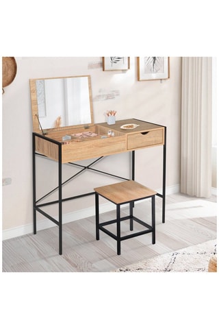 Coiffeuse et tabouret Alana - Blanc