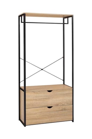 Dressing 2 tiroirs Memphis - Imitation bois et noir