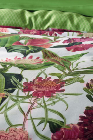 Funda de almohada reversible de satén de algodón 80 hilos/cm² Garden - Verde