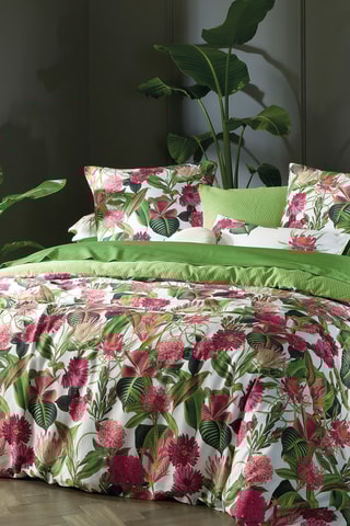 Funda de almohada reversible de satén de algodón 80 hilos/cm² Garden - Verde