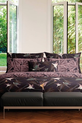 Funda de almohada de satén de algodón 80 hilos/cm² Hirondelles - Marrón