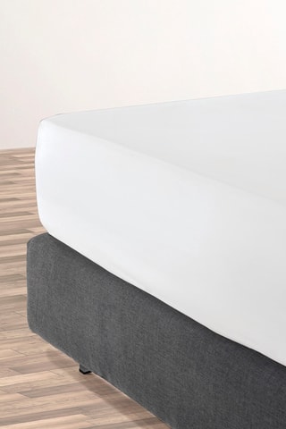 Sábana bajera de satén de algodón 80 hilos/cm² Liso - Blanco