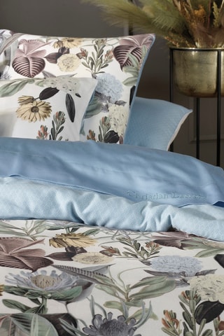 Sábana bajera de satén de algodón 80 hilos/cm² Liso - Azul claro