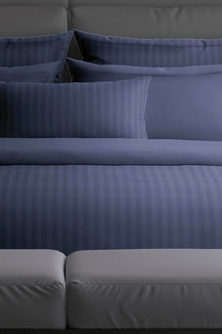 Sábana bajera de satén de algodón 80 hilos/cm² Liso - Azul marino