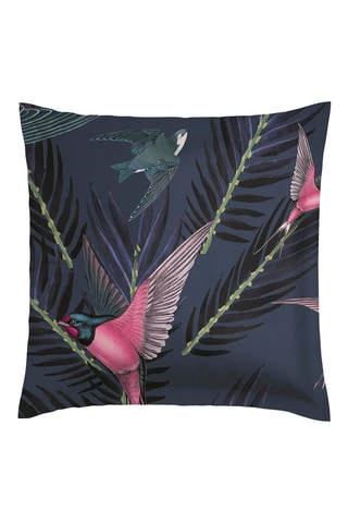 Funda de almohada de satén de algodón 80 hilos/cm² Hirondelles - Azul marino