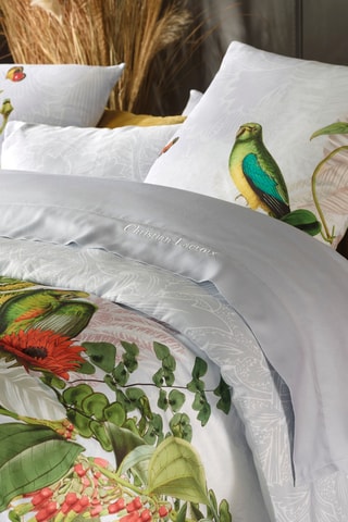 2 fundas de almohada de satén de algodón Arles 80 hilos/cm² Jardin d’hiver - Gris claro