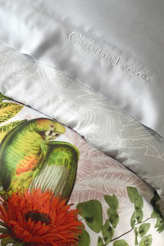 2 fundas de almohada de satén de algodón Arles 80 hilos/cm² Jardin d’hiver - Gris claro