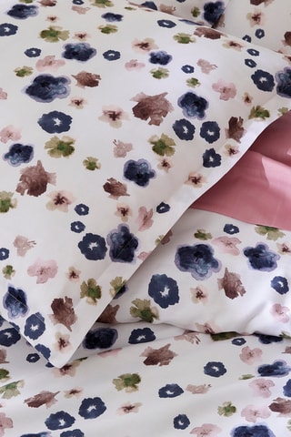 Funda de almohada de satén de algodón 80 hilos/cm² Exotique Flower - Blanco