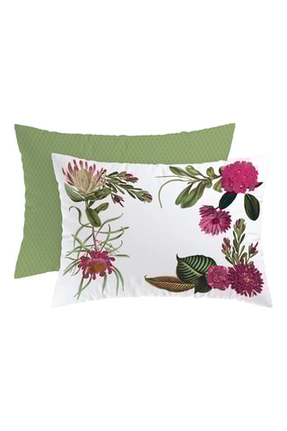 2 fundas de almohada reversibles de satén de algodón 80 hilos/cm² Garden - Verde