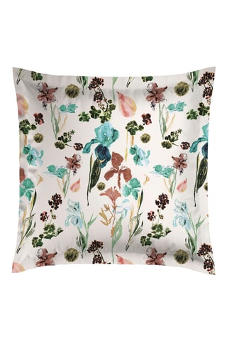 2 fundas de almohada de satén de algodón 80 hilos/cm² Iris - Topo y blanco