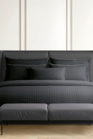 2 fundas de almohada de satén de algodón 80 hilos/cm² Dobby - Negro