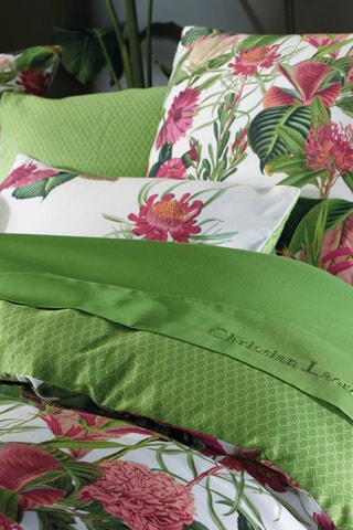 Funda de almohada reversible de satén de algodón 80 hilos/cm² Garden - Verde