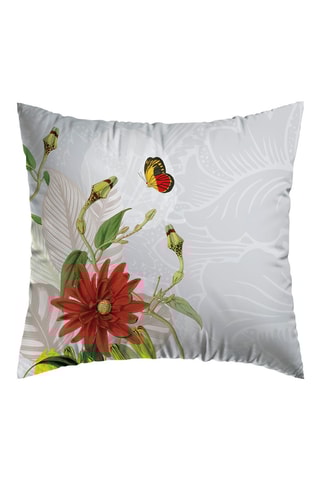 Funda de almohada de satén de algodón Arles 80 hilos/cm² Jardin d’hiver - Gris claro