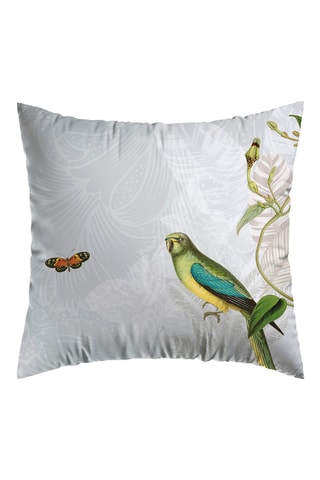 Funda de almohada de satén de algodón Arles 80 hilos/cm² Jardin d’hiver - Gris claro