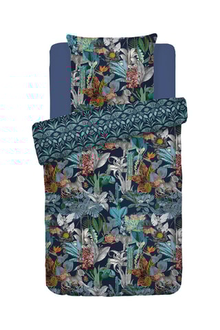 Juego de nórdico de satén de algodón 80 hilos/cm² Zanzibar - Azul pato