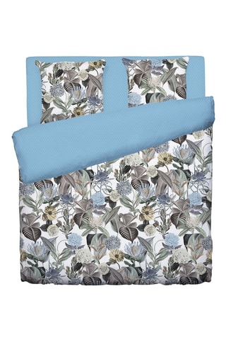 Juego de nórdico de satén de algodón 80 hilos/cm² Garden - Blanco