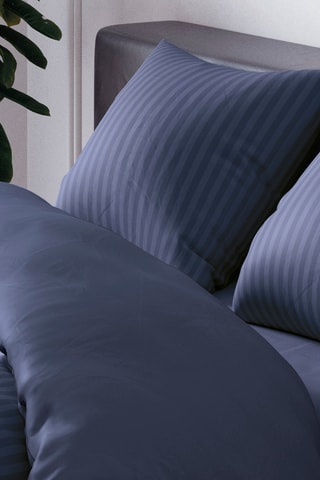 Juego de nórdico de satén de algodón 80 hilos/cm² Dobby - Azul marino
