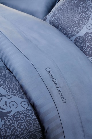 Sábana encimera de satén de algodón 80 hilos/cm² Liso - Azul marino