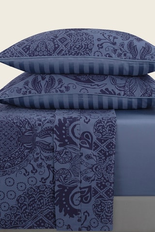 Juego de sábanas de satén de algodón 80 hilos/cm² Arles - Azul cobalto