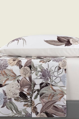 Juego de sábanas de satén de algodón 80 hilos/cm² Garden - Topo