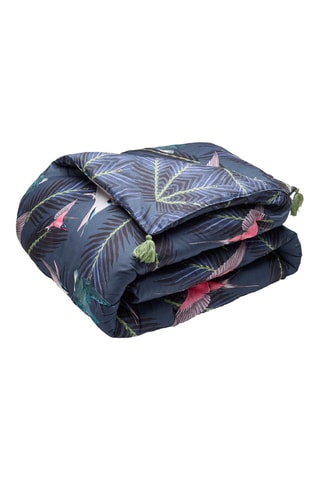 Colcha de satén de algodón 80 hilos/cm² Hirondelles - Azul cobalto 