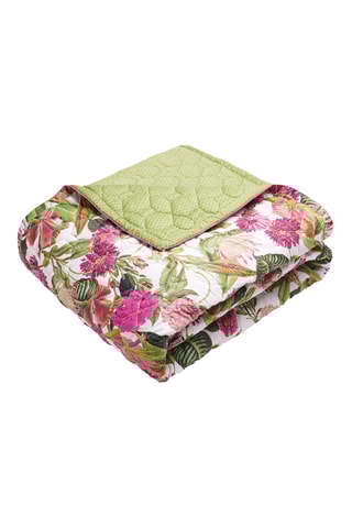 Colcha reversible de satén de algodón 80 hilos/cm² Garden - Verde claro