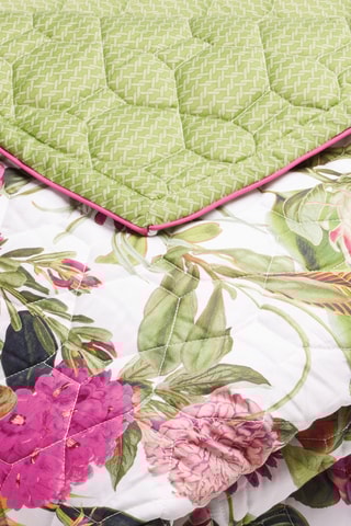 Colcha reversible de satén de algodón 80 hilos/cm² Garden - Verde claro