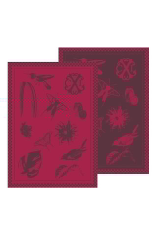 2 paños Primavera - Gris oscuro y burdeos