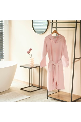 Albornoz con capucha Nid d'abeille - Rosa