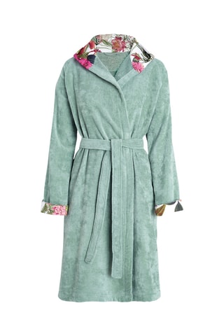 Albornoz con capucha de terciopelo Garden - Verde