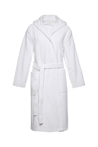 Albornoz con capucha de terciopelo Uni - Blanco