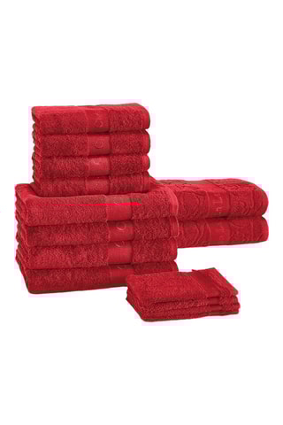 14 toallas y 4 manoplas de baño Uni - Burdeos