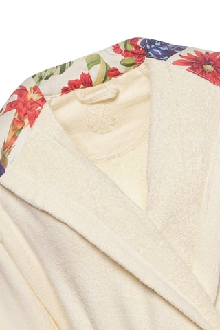 Albornoz de terciopelo con capucha - Crudo