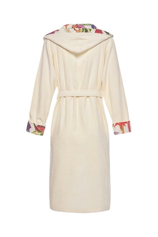 Albornoz de terciopelo con capucha - Crudo