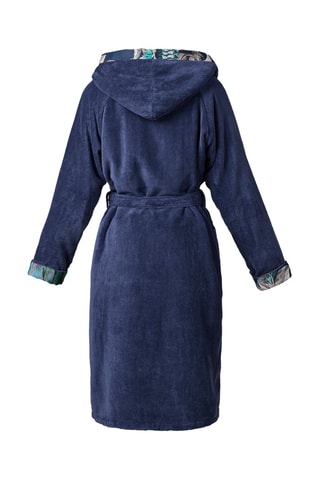 Albornoz de terciopelo con capucha - Azul marino