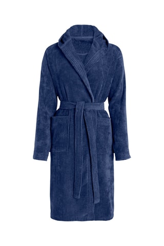 Albornoz de terciopelo con capucha - Azul marino
