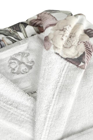 Albornoz de terciopelo con capucha - Blanco