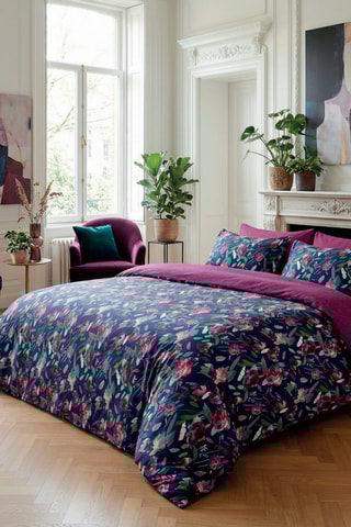 2 fundas de almohada de satén de algodón 80 hilos/cm² - Azul oscuro