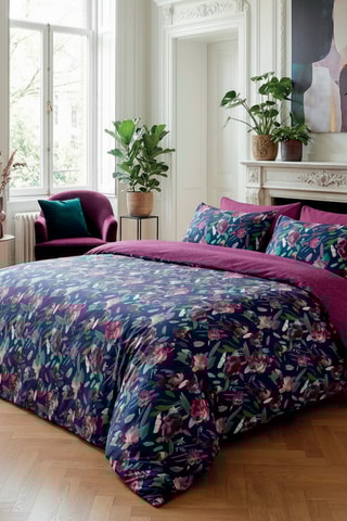 Sábana bajera de satén de algodón 80 hilos/cm² - Ciruela