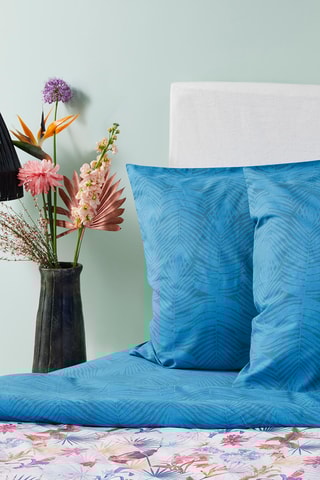 Sábana bajera de percal de algodón - Azul petróleo