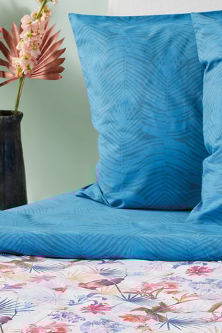 Sábana bajera de percal de algodón - Azul petróleo